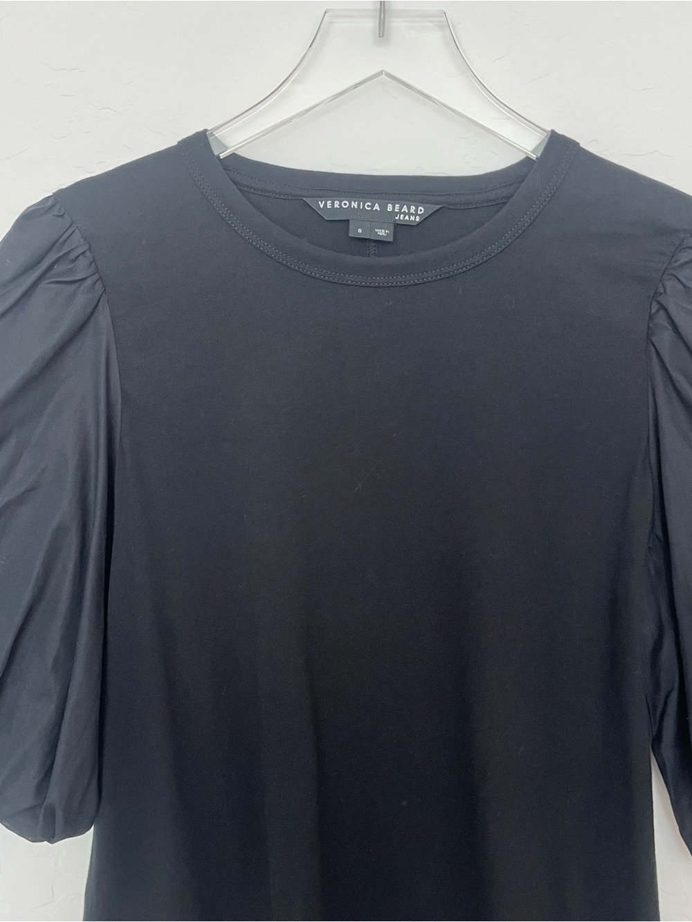 Veronica Beard Black Puff-Sleeve Crewneck Top - Picture 5 of 10